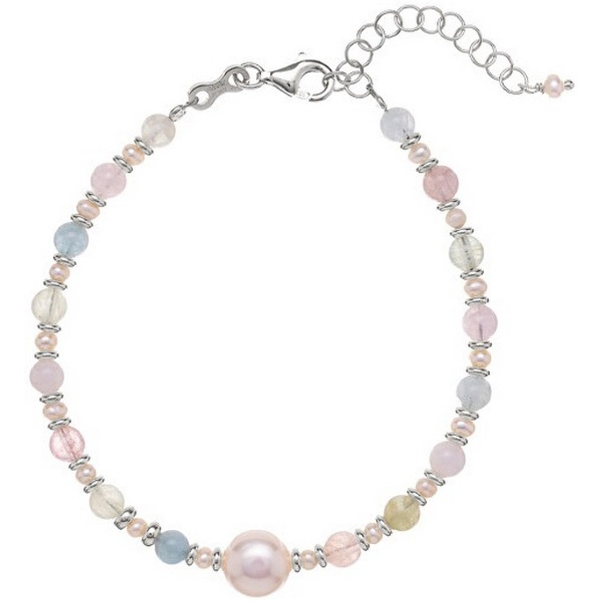 ALISIA AL3817 ZILVEREN ARMBAND MET PAREL EN MORGANIET 1 STUK