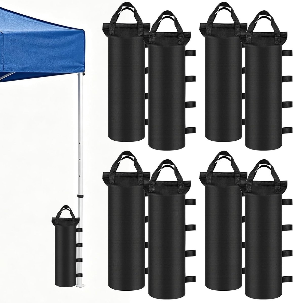 Set van 8 Zandzakken voor Stabilisatie, Winddichte Gewichten voor Tent en Parasol, Draagbare 800D Oxford Zandzakken met Klittenbandsluiting voor Buitengebruik