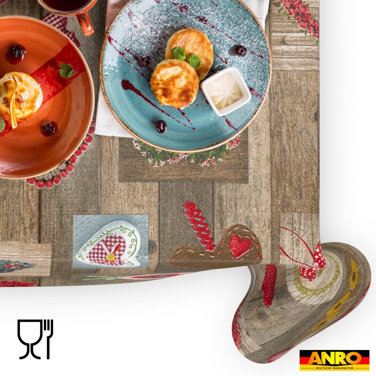ANRO Tafelkleed Harten Bruin 240x140cm Rechte rand Afwasbaar Waterafstotend Binnen & Buiten