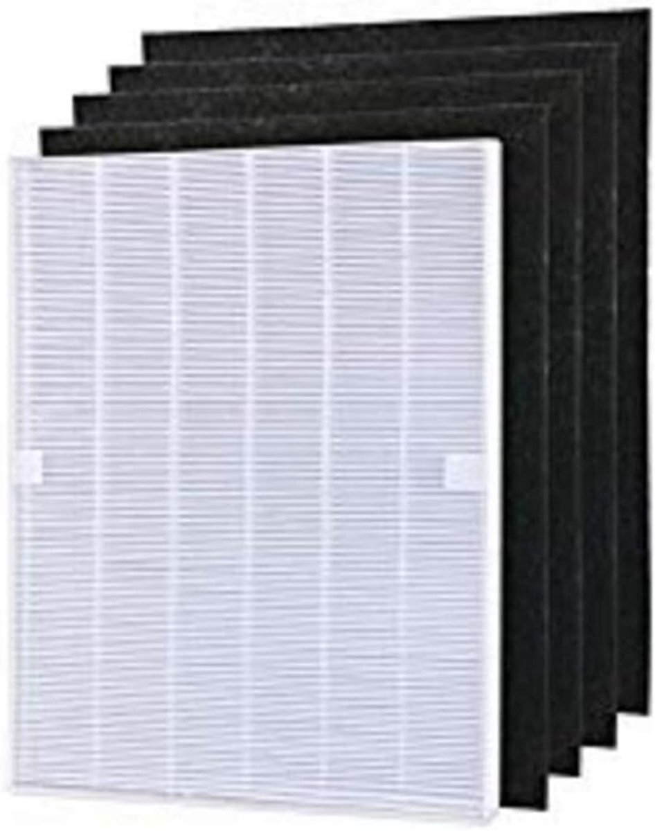 SnelShoppen - 4 Stuks Actieve Kool Voorfilters en 1 HEPA Filter voor Luchtzuiveraar - Real HEPA Technologie, Verwijdert 99.97% Luchtvervuiling, Voor A