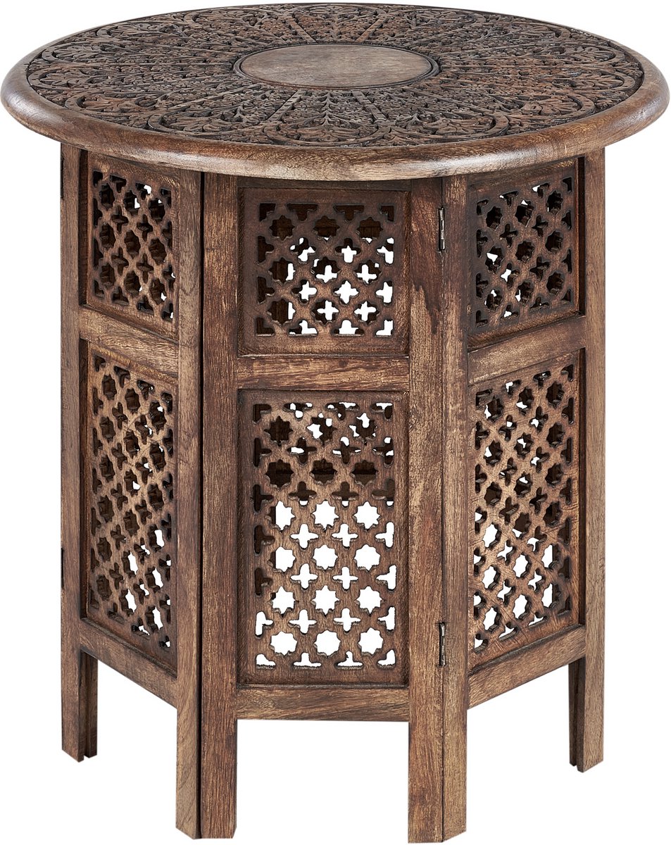 Beliani KUMALI - Bijzettafel - Donkere houtkleur - Mangohout Bruin
