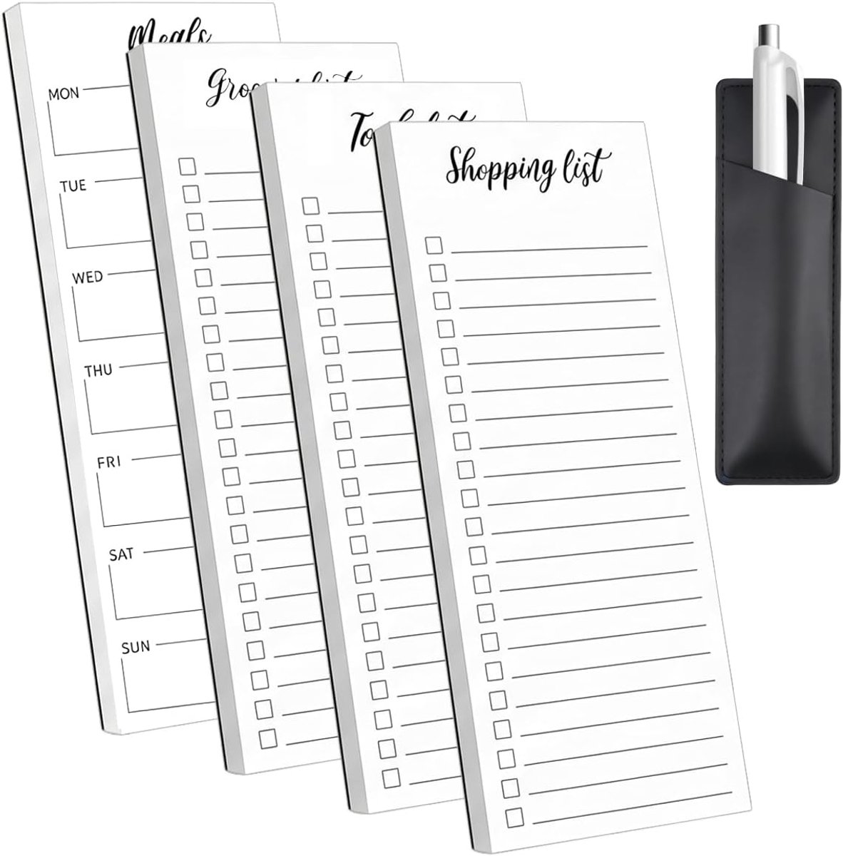 Thijox - 4 Stuks Magnetische Notitieblokken 20 x 9 cm | Magnetisch Notitieboek voor Koelkast | To-Do-Lijstblok, Boodschappenlijst Magneetpad voor Keuk
