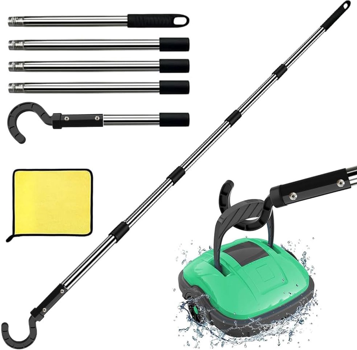 Thijox - Haak voor Zwembadrobot met Telescoopstang 185 cm - Accessoirehaak voor Zwembadstofzuiger - Robuuste ABS/PC Materialen - Ideaal voor Zwembadre