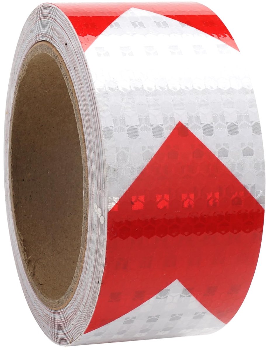 SnelShoppen - Reflective Adhesive Tape 10m x 5cm - Waterdichte Reflecterende Tape in Rood/Wit - Zelfklevende Waarschuwingssticker voor Voertuigen en A