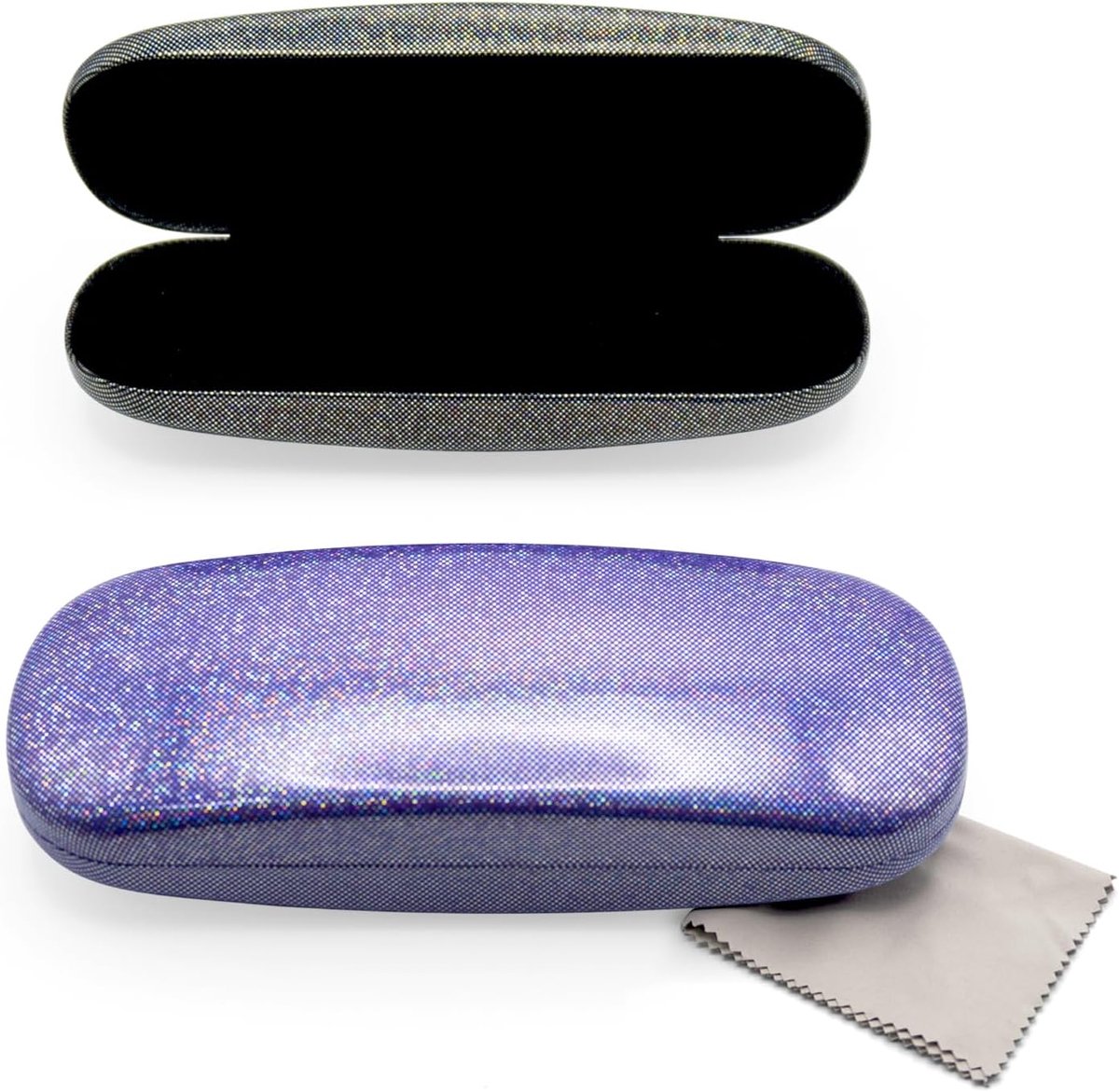 Thijox - 2 Stuks Draagbare Hardcase Brillenkoker - PU Lederen Harde Schaal Glitter Brillenetui voor Meisjes, Tieners, Vrouwen en Kinderen - Krasbesten