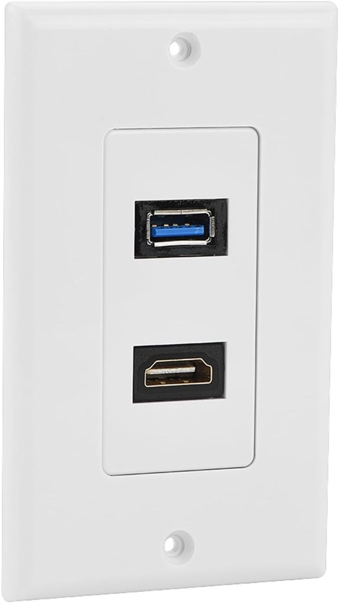 HDMI en USB 3.0 Wandplaat voor Multimedia, Twee-in-één Aansluiting voor Audio/Video en Gegevensoverdracht