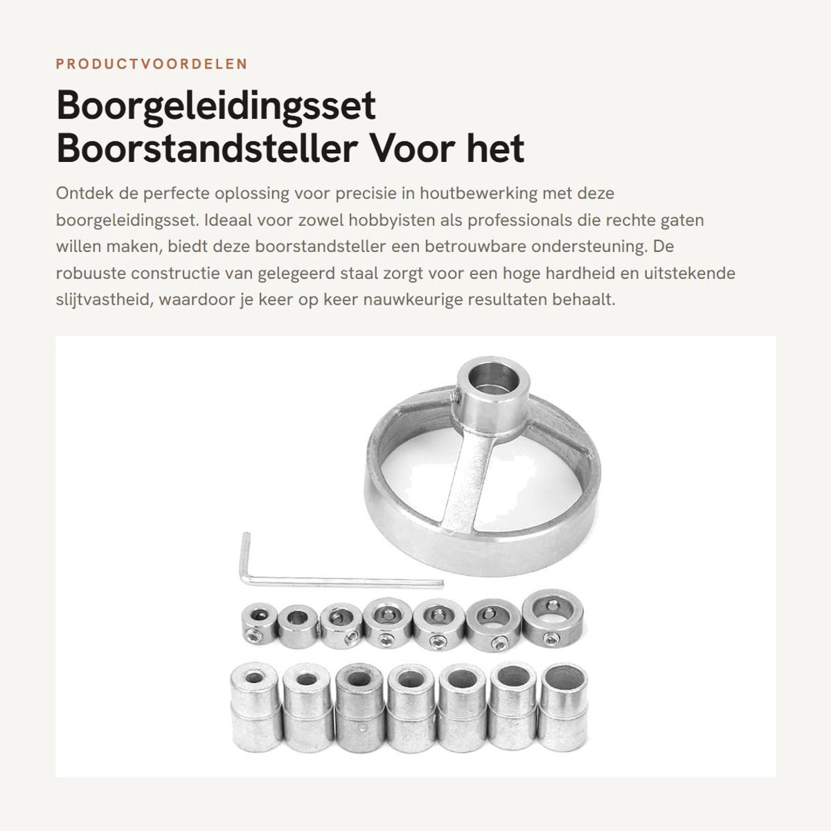 Dailygoods- Boorgeleidingsset Hoge Hardheid - Boorstandsteller - Stalen Boorarmatuur - Schroefgatontwerp - 7 Boorhulzen - 418 g Gewicht