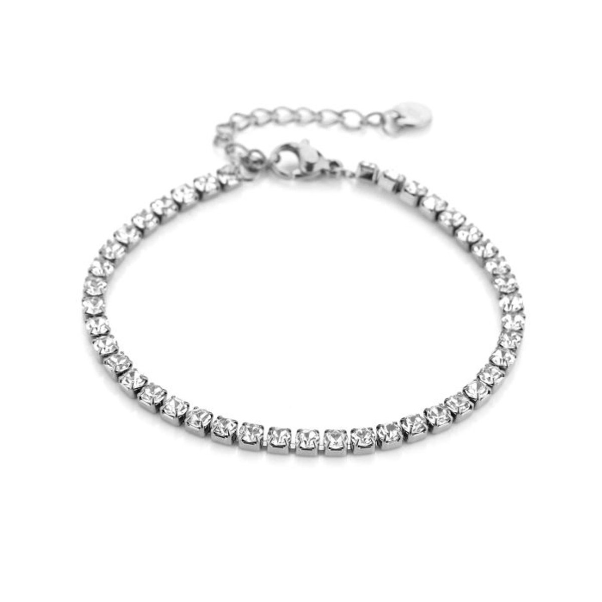Bijoutheek Armband (Sieraad) Strass Steentjes Zilverkleurig