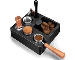 4-in-1 Espresso Tamperstation voor Filterdragers 51-58 mm met Koffiezetcontainer en Tamperhouder, Ideaal voor Koffieliefhebbers en Barista's