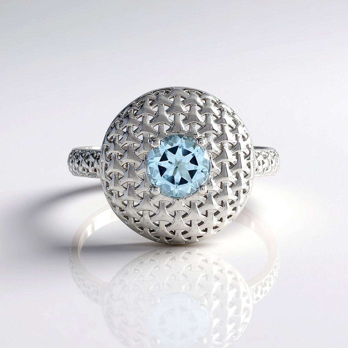 Cavill - Elegante Zilveren Ring 925 Sterling Verguld - Hemelsblauwe Braziliaanse Topaas 0,855 ct Rond Prongzetting - Dames Sieraad