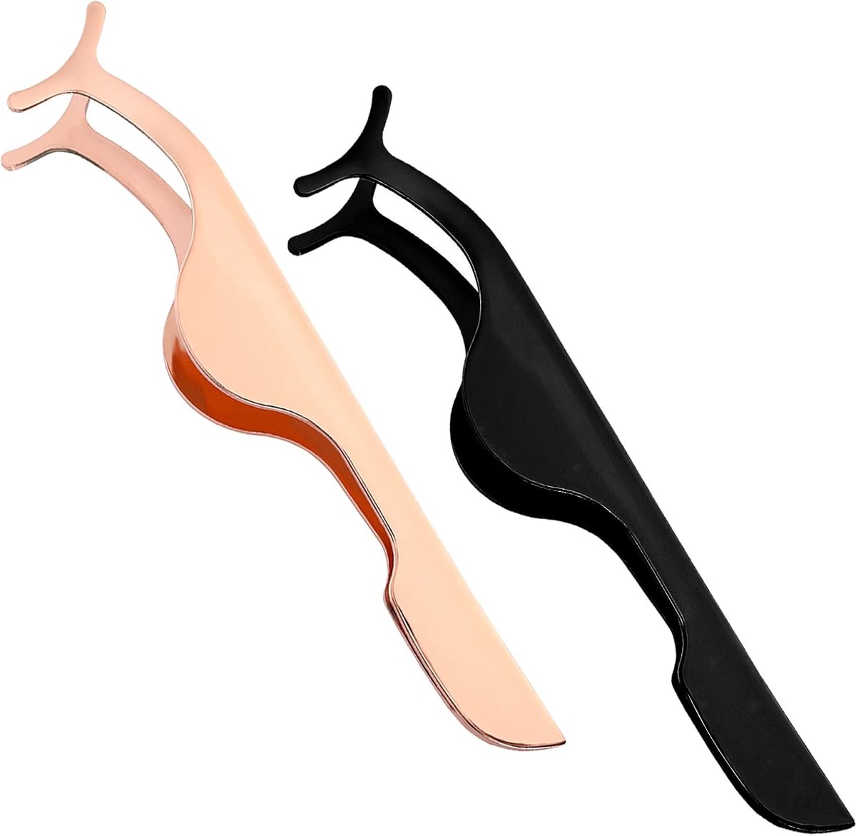 SnelShoppen - 2 Stuks Valse Wimpers Applicator Curved Tweezers RVS Verwijder Clip Professionele Curlers voor Wimperclusters - Perfect voor Feest en Da