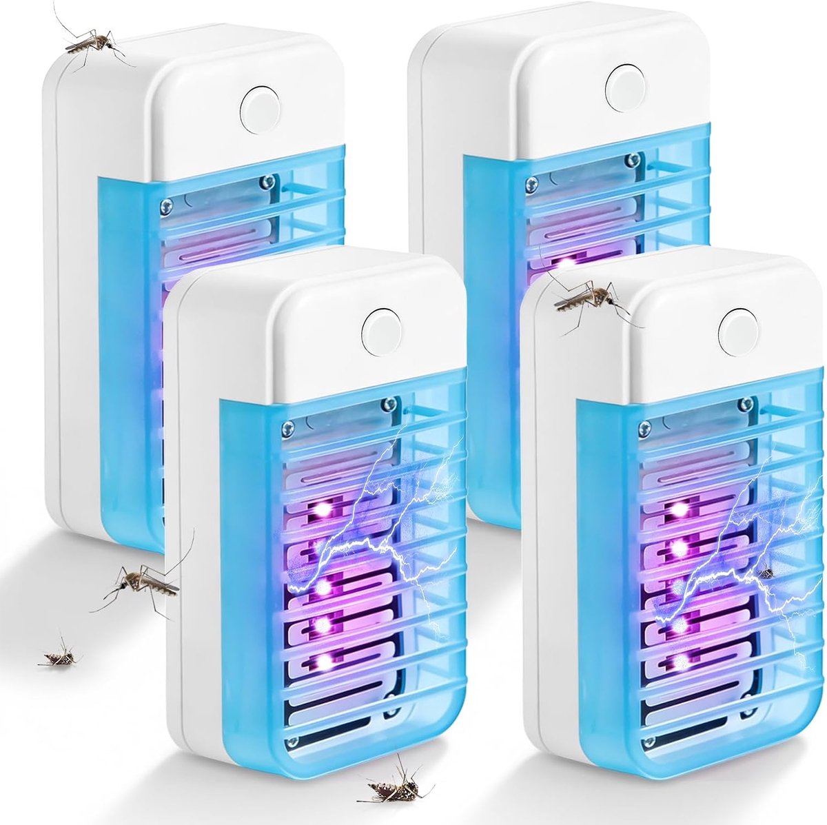 Thijox - 4 Stuks Elektrische Muggenverdelger, UV Insectenval voor Thuis, Muggenbeschermer, Vliegenval voor Slaapkamer, Woonkamer, Kantoor, Chemisch Vr