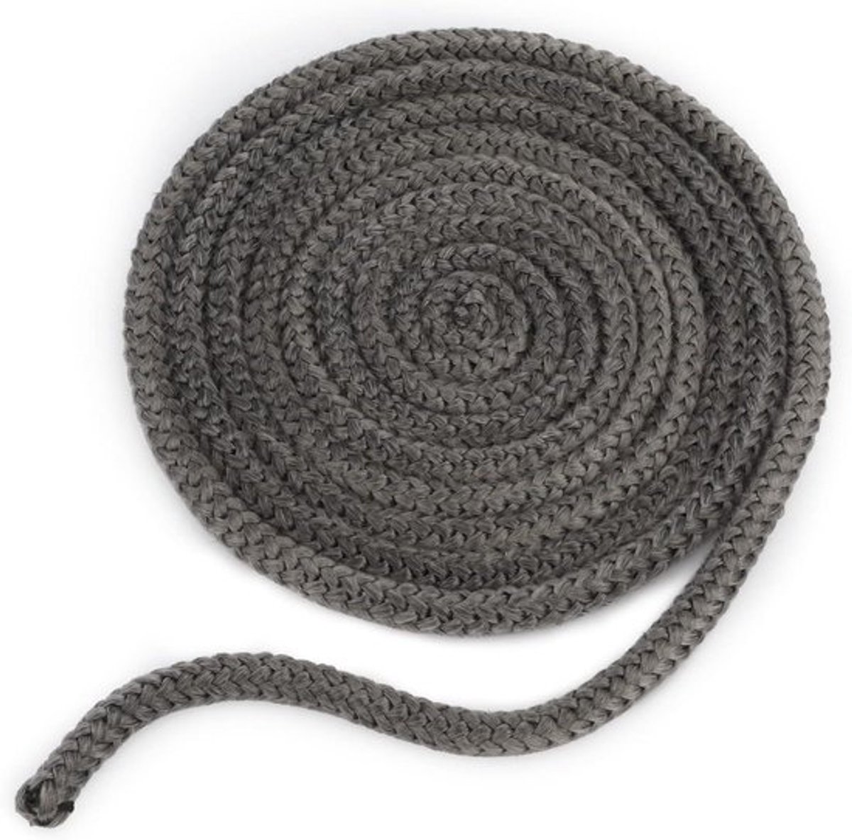 Deurpakking hittebestendig glasvezel touw 12 mm x 2,5 m voor open haard en houtkachel. Afdichting schoorsteen, grijs, brandwerend.