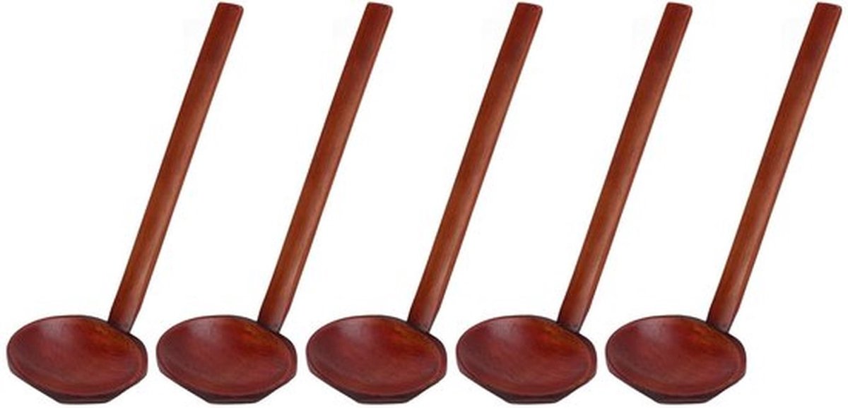 Set van 5 Houten Lepels - Japanse Schildpad Soeplepel voor Koken en Mixen