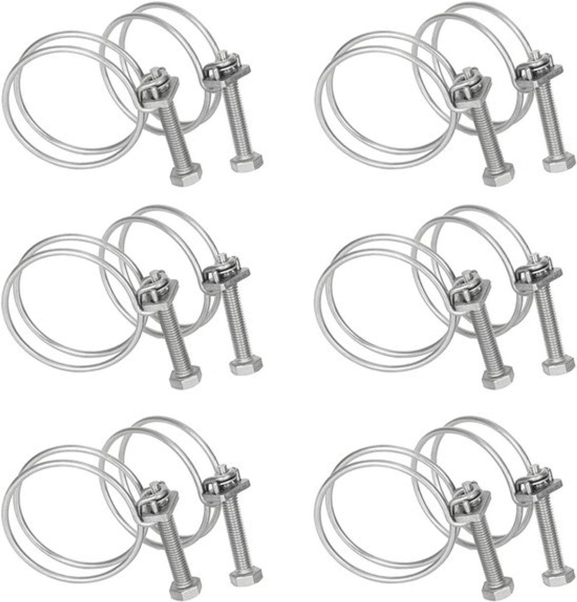 Slangklemmen Set van 12 stuks - Roestvrij Stalen Klemmen - Ø 36-40 mm - Verstelbaar - Draaddikte 3 mm - Voor Zwembad en Wasmachine