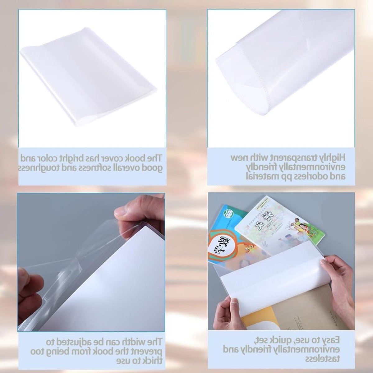 Set van 20 Herbruikbare A4 Transparante Boekomslagen - Dikke Plastic Beschermhoezen voor Schoolboeken, Notitieboeken en Documenten, Waterdicht en Duurzaam — cadeau in Cadeau-ideeën - foto 3
