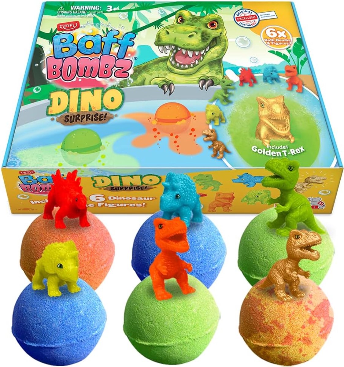 SnelShoppen - 6 x Grote Dinosaurus Verrassing Badbombes met Dino Speelgoed - Perfect Cadeau voor Kinderen - Bad Speelgoed voor Jongens en Meisjes