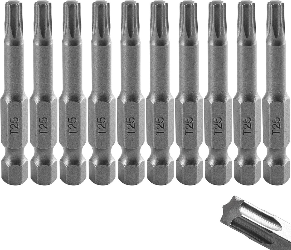 10 Stuks Torx Bitset 50 mm - Zeskantige Schacht voor Schroevendraaiers
