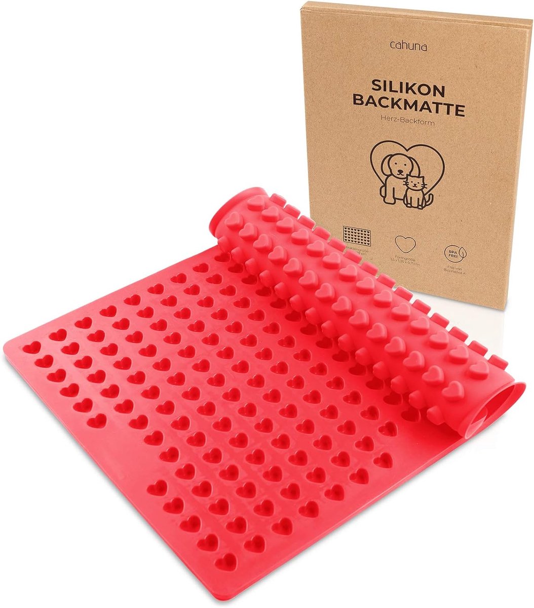 SnelShoppen - Silicone Bakmat voor Hondenkoekjes met Mini Hart, Herbruikbare Oven Bakmat, BPA-vrij, 229 Dog Treat Vormpjes, Ideaal voor Bakplezier in