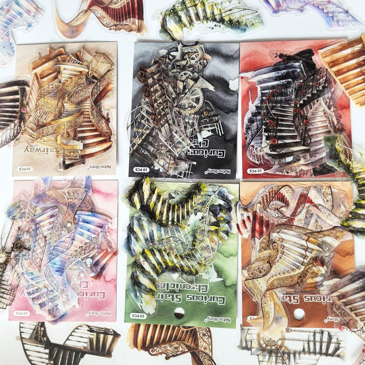SnelShoppen - 60pcs Scrapbook Stickers Trappen Thema voor Journaling, Scrapbooking, Bullet Journal, DIY Creaties, Notitieboek, Dagboek, Planner Album