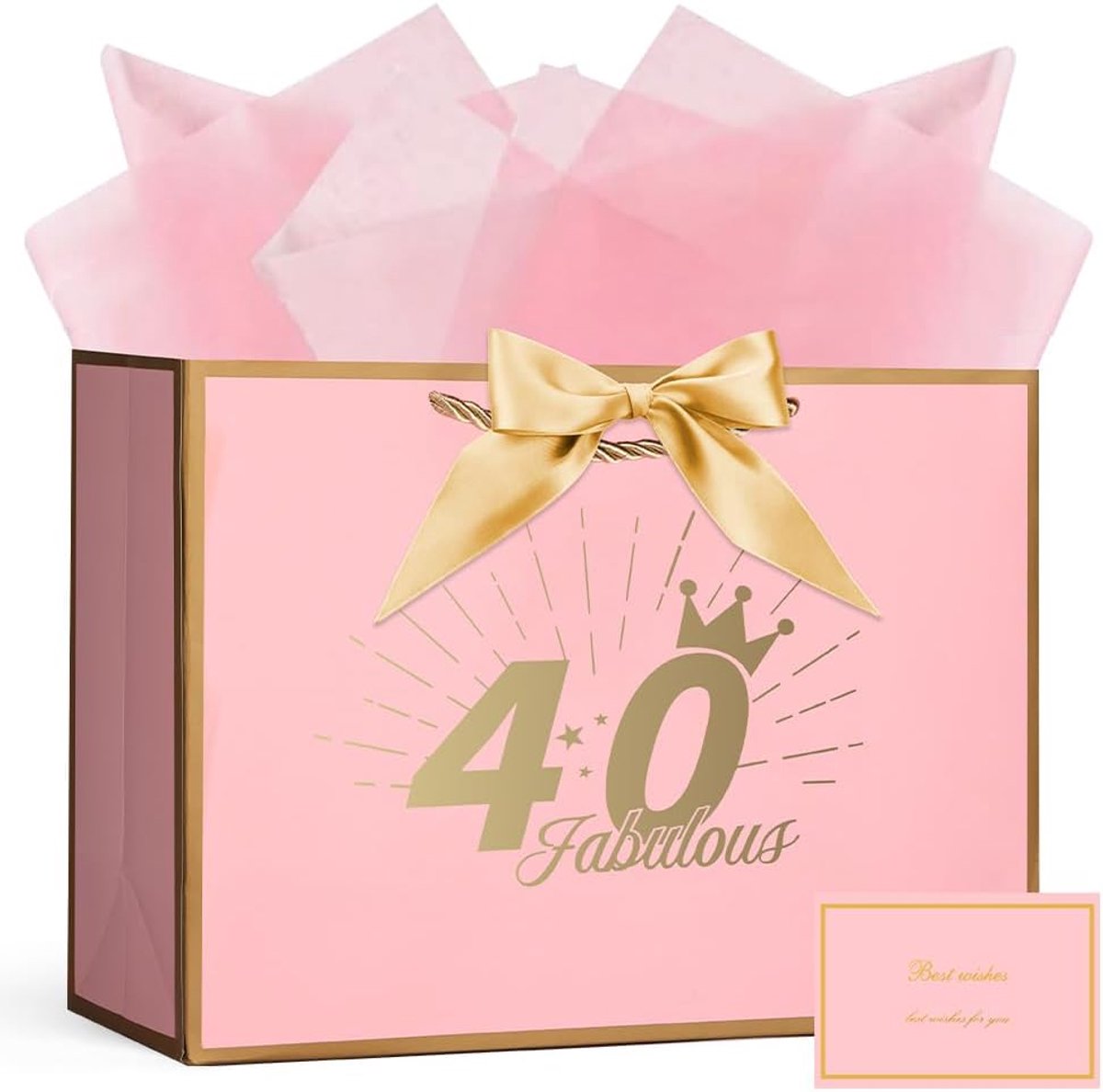 SnelShoppen - Paper Gift Bags met Handvat 28x20x10cm - Cadeauzakjes met Strik en 3 Inpakvellen - Perfect voor Verjaardag, Kerst, Bruiloft en Feestjes