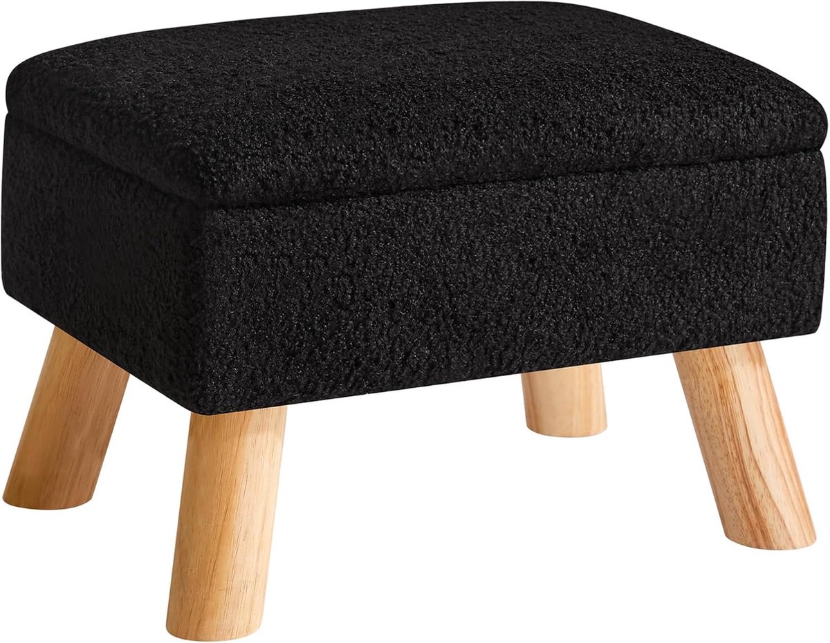 SnelShoppen - Makeup Krukje met Opbergruimte Zwart, Stabiele Houten Poten, Velvet Bekleding, Perfect voor Make-up, Slaapkamer en Badkamer