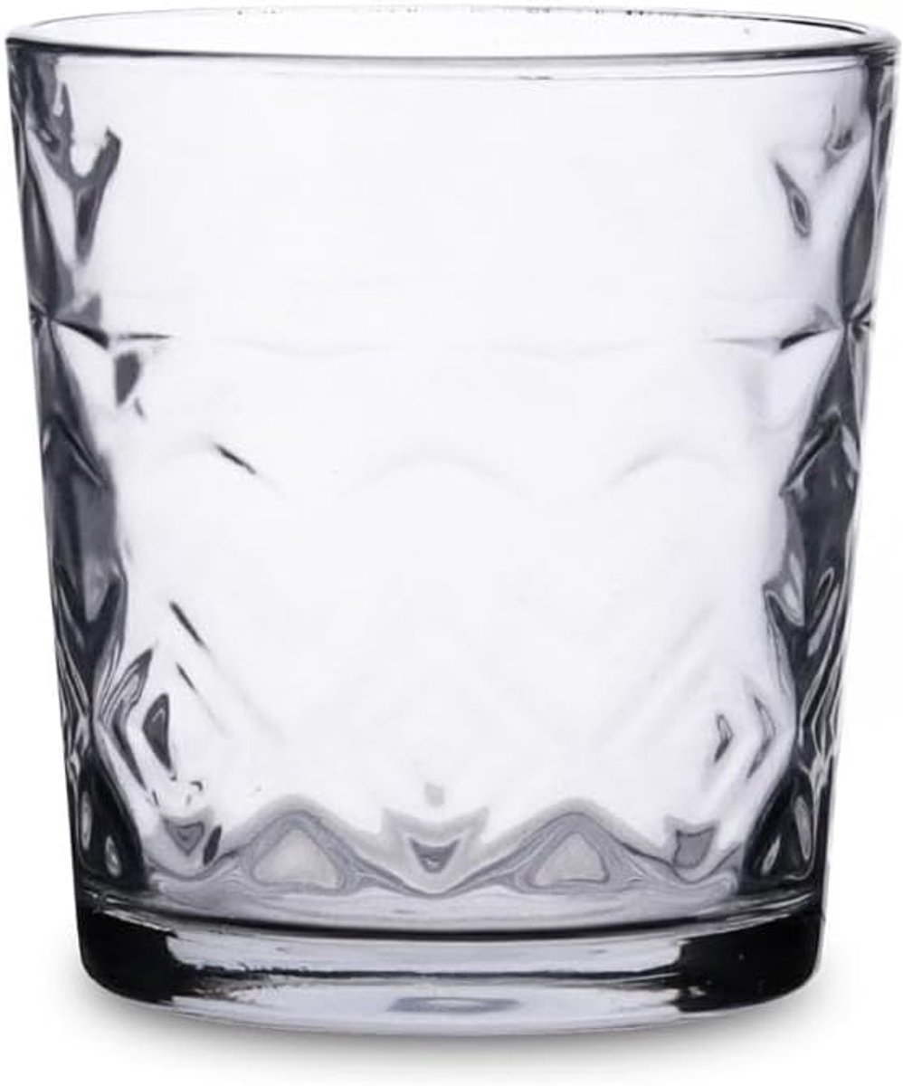 SnelShoppen - Set van 6 Glazen, Embossed Duidelijke Glazen, 26 cl, Duurzaam en Hygiënisch, Geschikt voor Koelkast, Vaatwasserbestendig, Perfect voor F