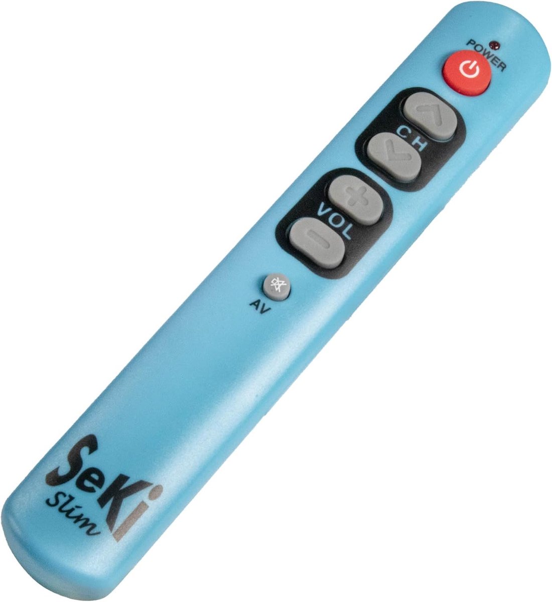 SnelShoppen - SeKi Slim Light Blue Vervangende Afstandsbediening met Grote Toetsen, Leer, Geschikt voor Alle Infrarood Audio Video Apparaten, Ideaal v