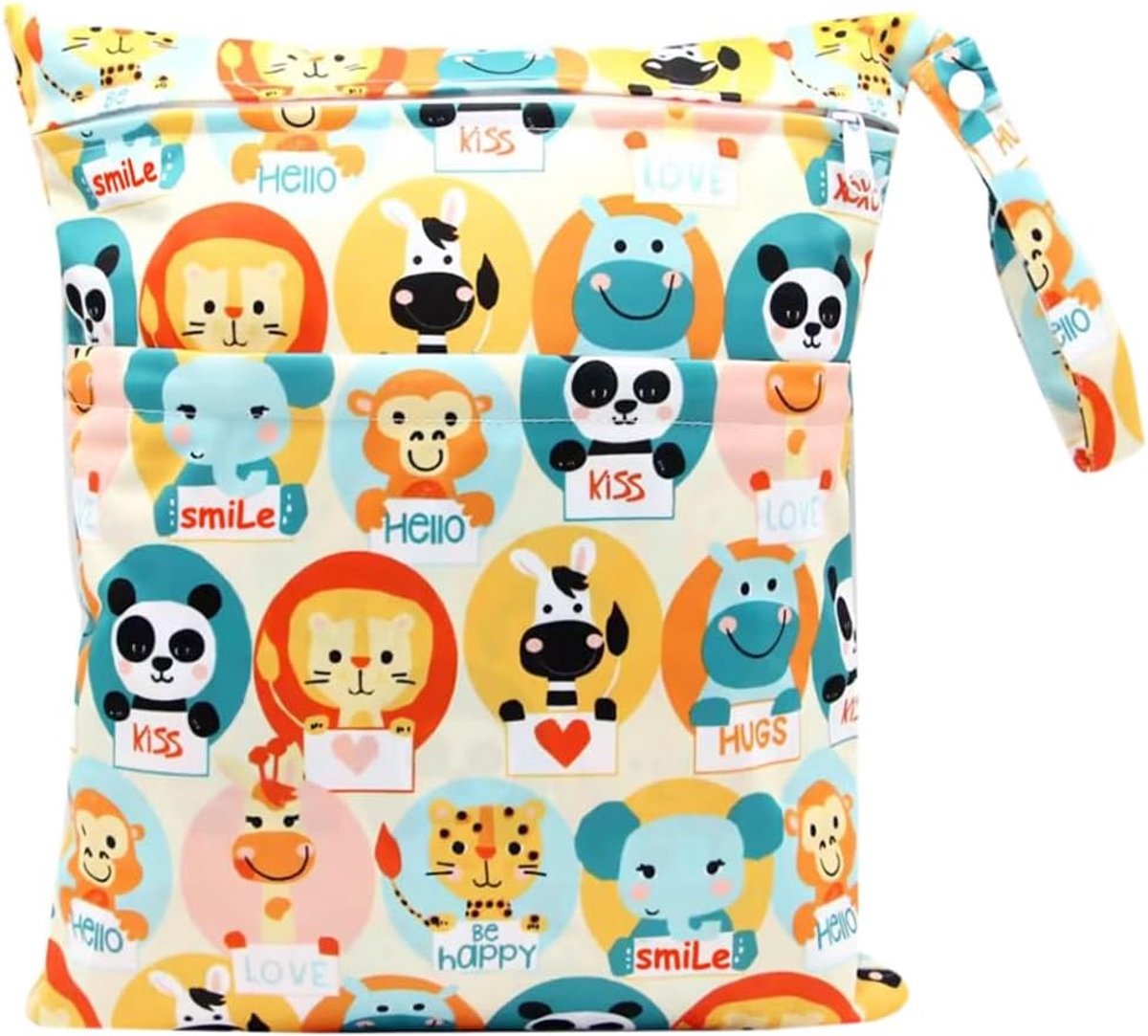 SnelShoppen - Washable Diaper Bag - Herbruikbare Waterdichte Luier Tas - Grote Capaciteit Met Dubbele Rits - Ideaal Voor Reizen, Gym, Kinderen, Oranje