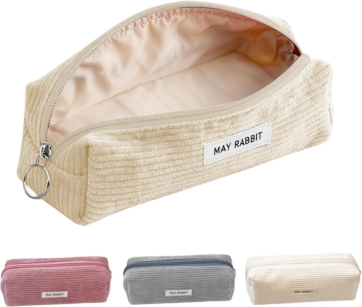 SnelShoppen - Pencil Case voor Jongens en Meisjes, Compacte en Draagbare Penhouder, Esthetische Potloodetui van Katoen, Milky White, Ideaal voor Schoo