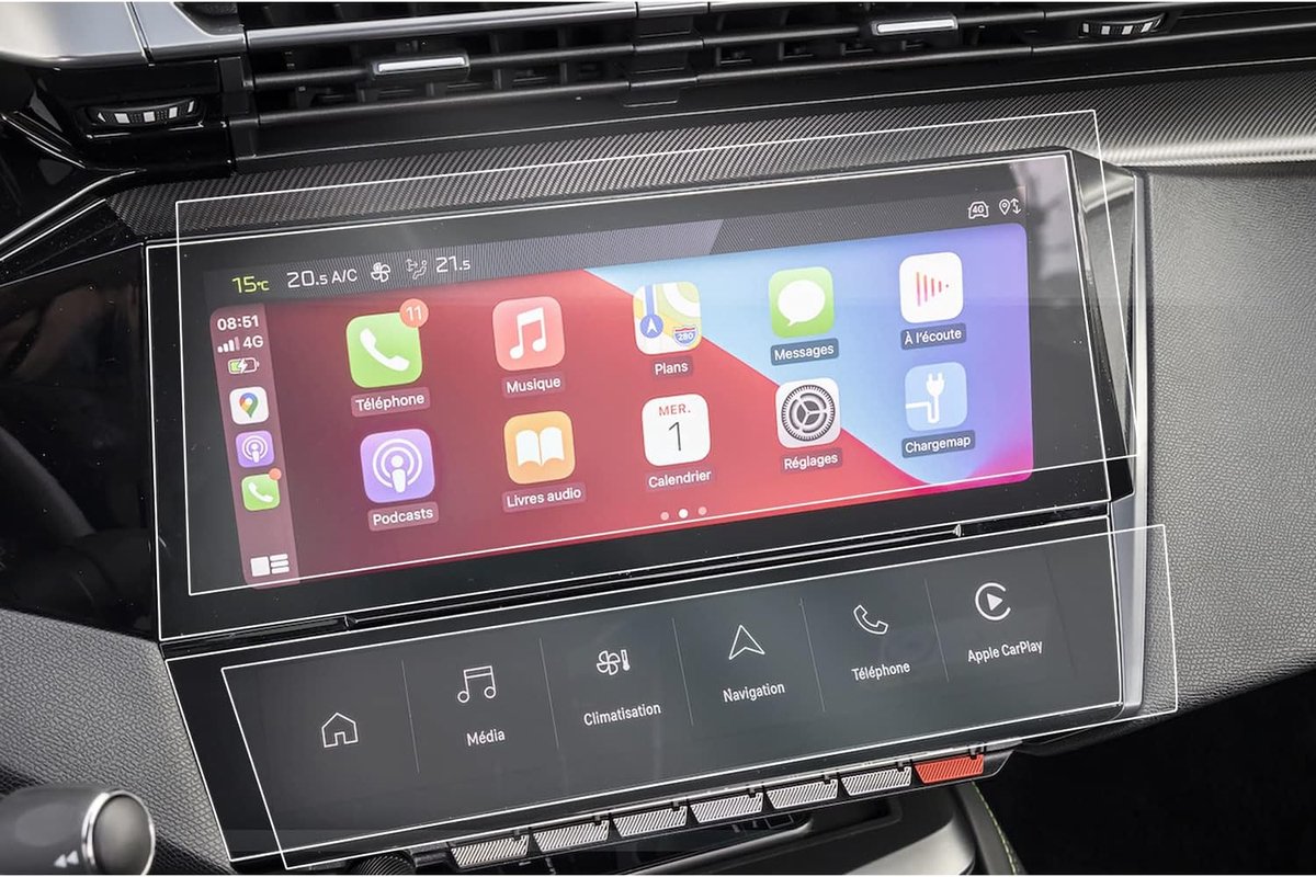 Thijox - Navigatie Beschermfolie Peugeot 308 2021-2024 - 4H Krasbestendig GPS Transparant Displaybeschermfolie i-Cockpit+i-toggle - Auto Accessoires