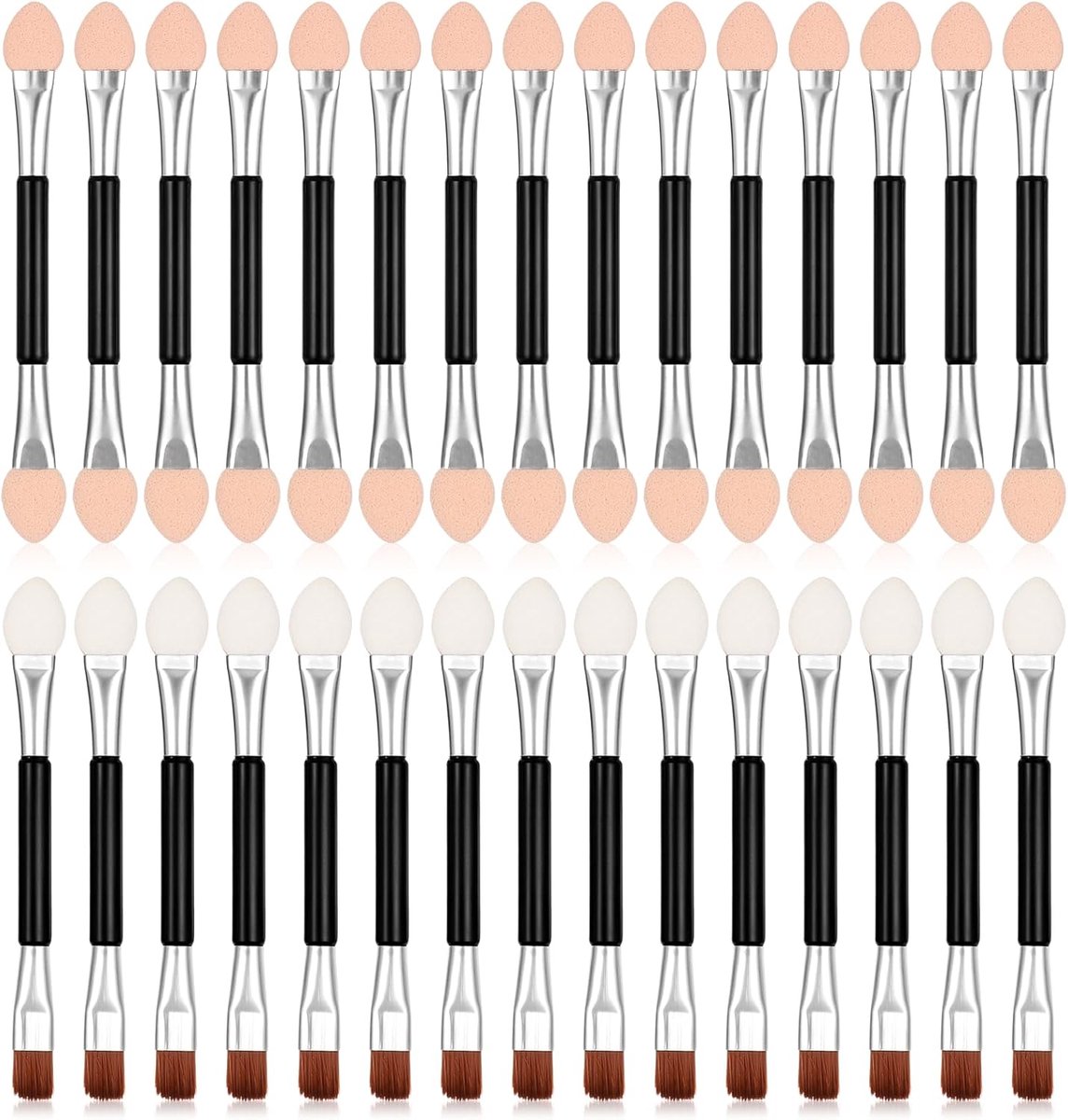 SnelShoppen - 30 Stuks Wegwerp Oogschaduw Brushes, Dubbelzijdige Zachte Spons Applicators, Professionele Oog Make-up Set voor Vrouwen en Meisjes