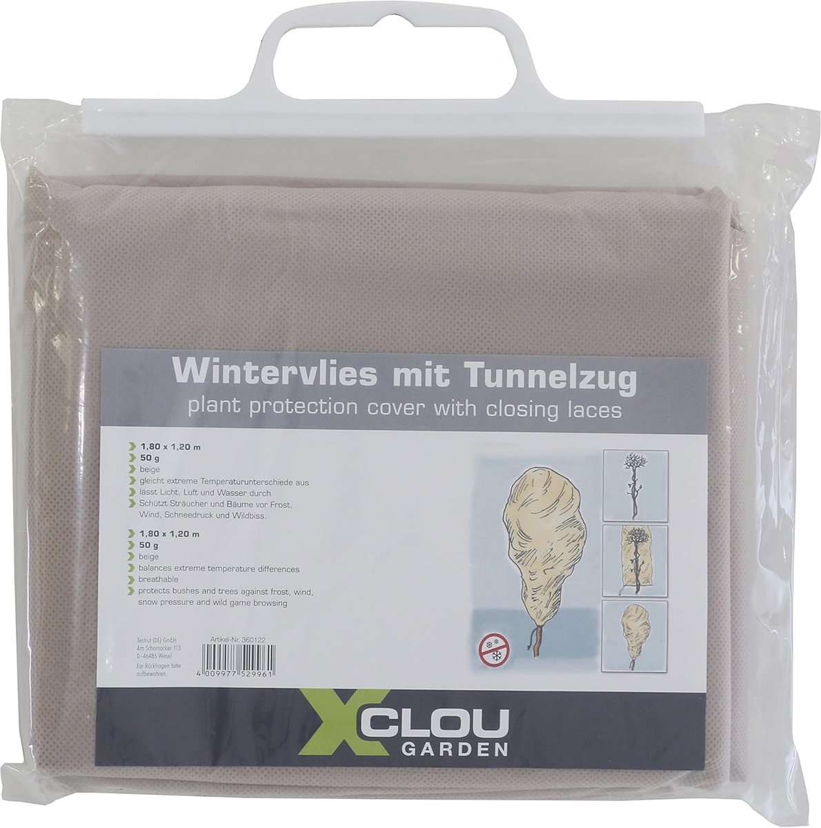 SnelShoppen - Winter Fleece met Koord, 1.80 x 1.20 m, Plantbescherming 50 g/m², Beige, Voor Tuin, Bomen, Struiken en Bedden