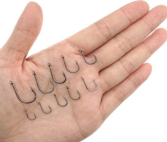 SnelShoppen - 600pcs Assorted Fishing Hooks - Carbon Steel Barbed Visserij Haakjes met Ogen in Plastic Opbergdoos - Maten 3 t/m 12 voor Hoge Vangst Ka van Snelshoppen — afbeelding 2