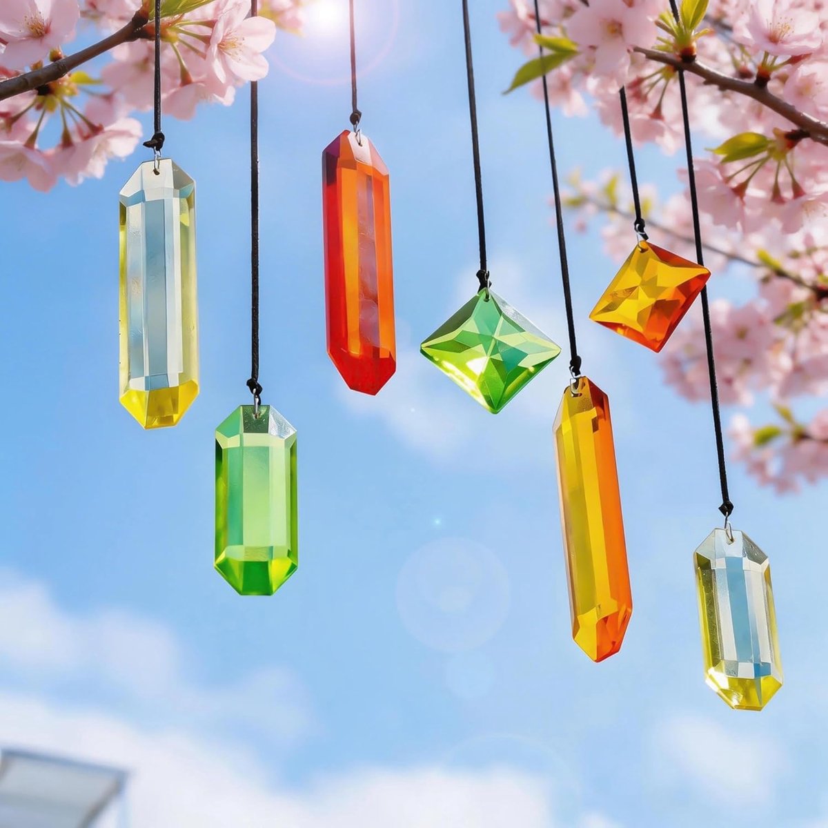 SnelShoppen - 7-delige Kristallen Prismas Zonnvangers voor Raamdecoratie, Kleurige Regenboog Effecten, K9 Glas, Voor Binnen en Tuin, Seizoensgebonden
