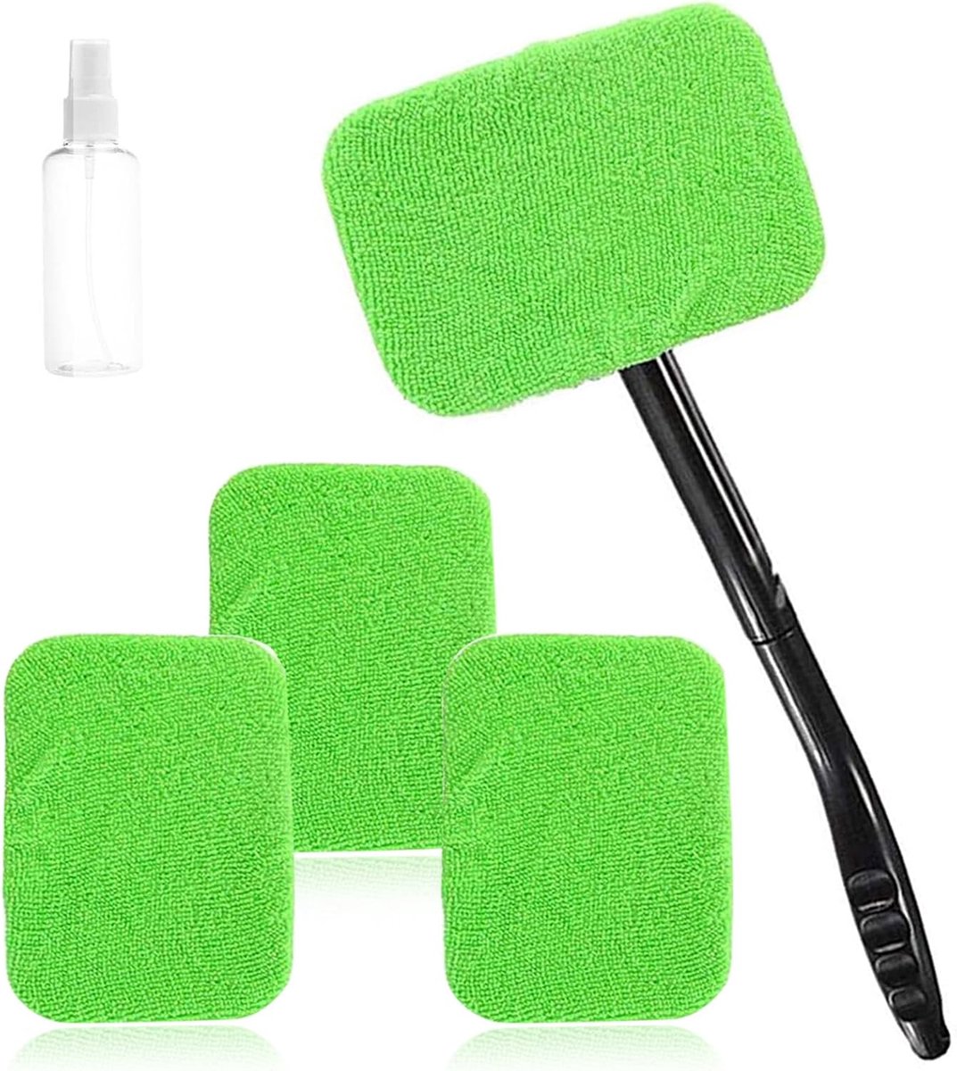SnelShoppen - Car Window Cleaning Kit - Ruitensproei Cleaner met 4 Microvezel Doeken, 1 Sprayfles en 1 Set Afneembare Handvatten voor Efficiënte Auto