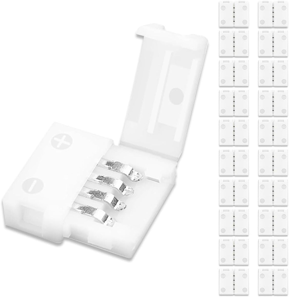 20x LED Strip Connectoren 10mm 4-Pin RGB Zonder Lassen voor 5050/3528 Verlichting