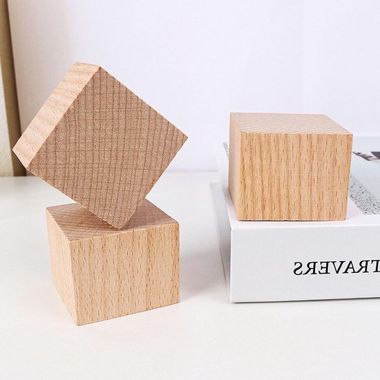 210 Stuks Houten Blokken 15mm, Kleine Vierkante Blokken voor Knutselen, Natuurkleurig, Blank, Verfbaar, Educatief, Creatief — afbeelding 3