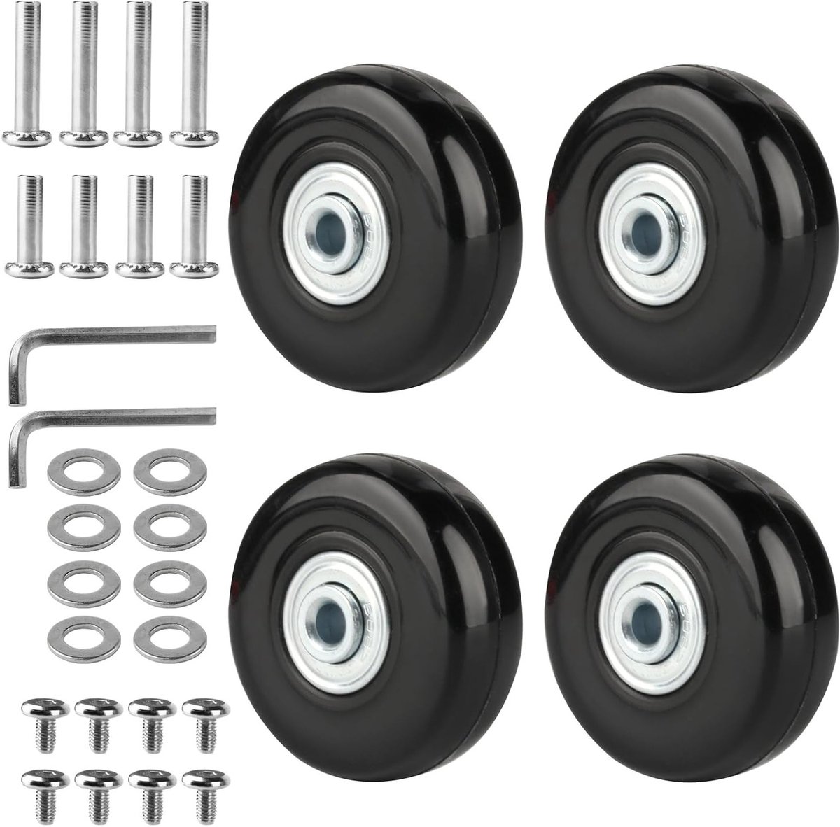 Set van 4 Vervangende Kofferswielen, 50x18mm Rubber Wielen voor Bagage, Geschikt voor Koffers en Trolleys, Duurzame Vervangingsonderdelen voor Reizen