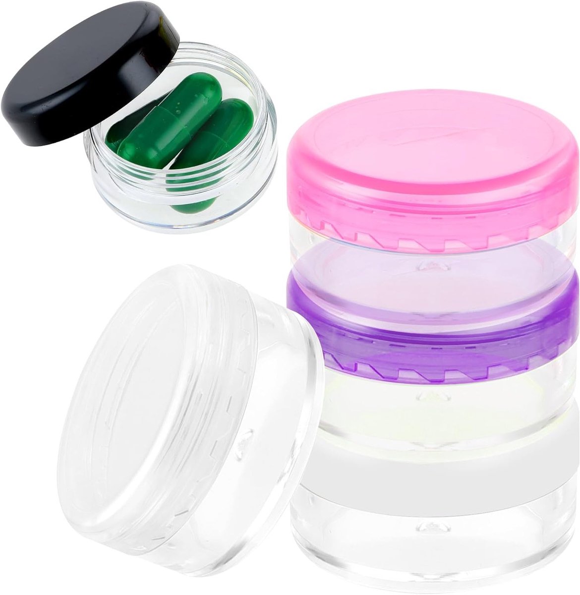 Kleine Pillendoos Set van 5, Reisvriendelijke Mini Pillendozen, Draagbare Medicijnopslag voor Handtas, BPA-vrij en Compact