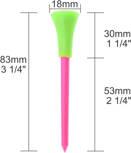 Rubber Golf Tees 83 mm - Set van 50 Kleurrijke Tees voor Verbeterde Golfprestaties en Duurzaamheid van Merkloos — afbeelding 5