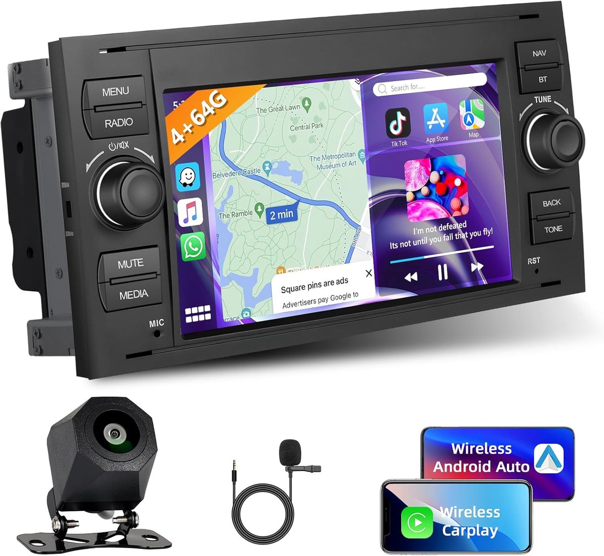 SnelShoppen - 7 Inch Car Radio voor Ford Transit/Focus/Mondeo/Fusion met Carplay, Android Auto, Bluetooth, WiFi, Navigatie, RDS, GPS, Split Screen en
