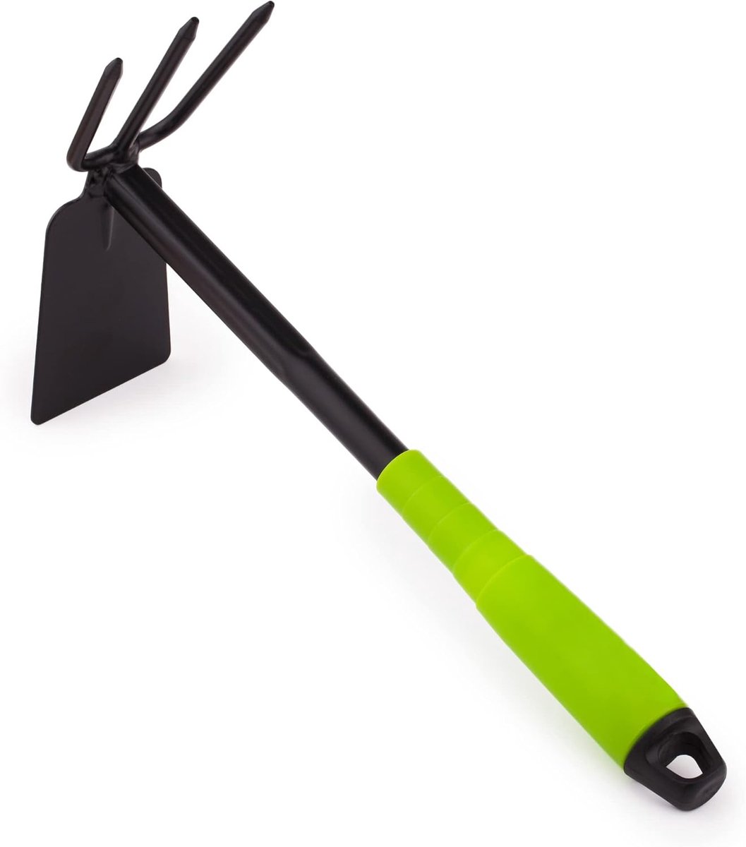 SnelShoppen - MIVOS Tuinhak met Dubbele Stalen Haak - Multifunctionele Tuinwerktool - 6,5 cm Werkbreedte - Ideaal voor Bodem Looien, Beluchten en Wied