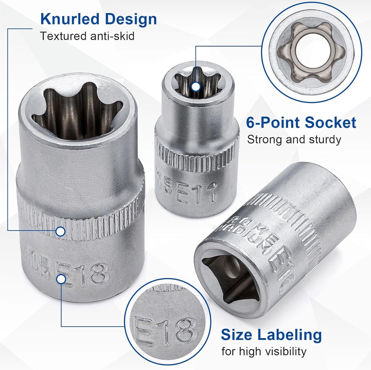 SnelShoppen - 14-delige Torx Socket Set E-Torx Set 1/4, 3/8, 1/2 inch - Hoogwaardige CR-V Gereedschapset voor Klussen en Onderhoud