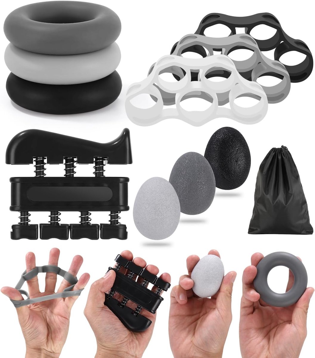 SnelShoppen - Pack van 10 Handtrainers - Vinger Trainers, Kneading Ball, Grip Ringen, Handsterkte Training, Geschikt voor Klimmen en Gitaar Spelen - D