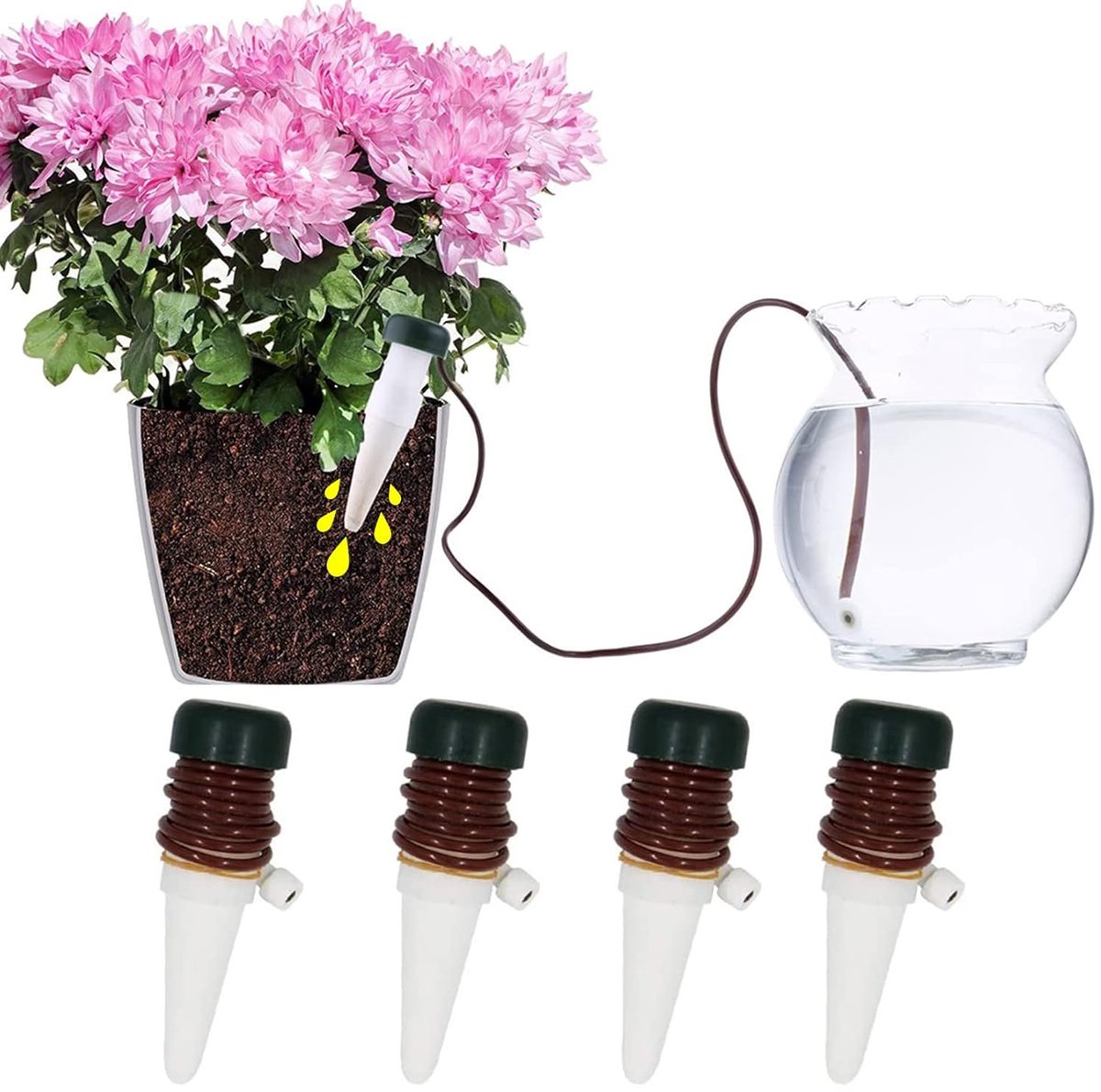 SnelShoppen - Plant Watering Sticks 4pcs - Keramische Zelfwaterende Spikes voor Wijnflessen - Automatische Watergeefsystemen voor Binnen en Buiten Pla