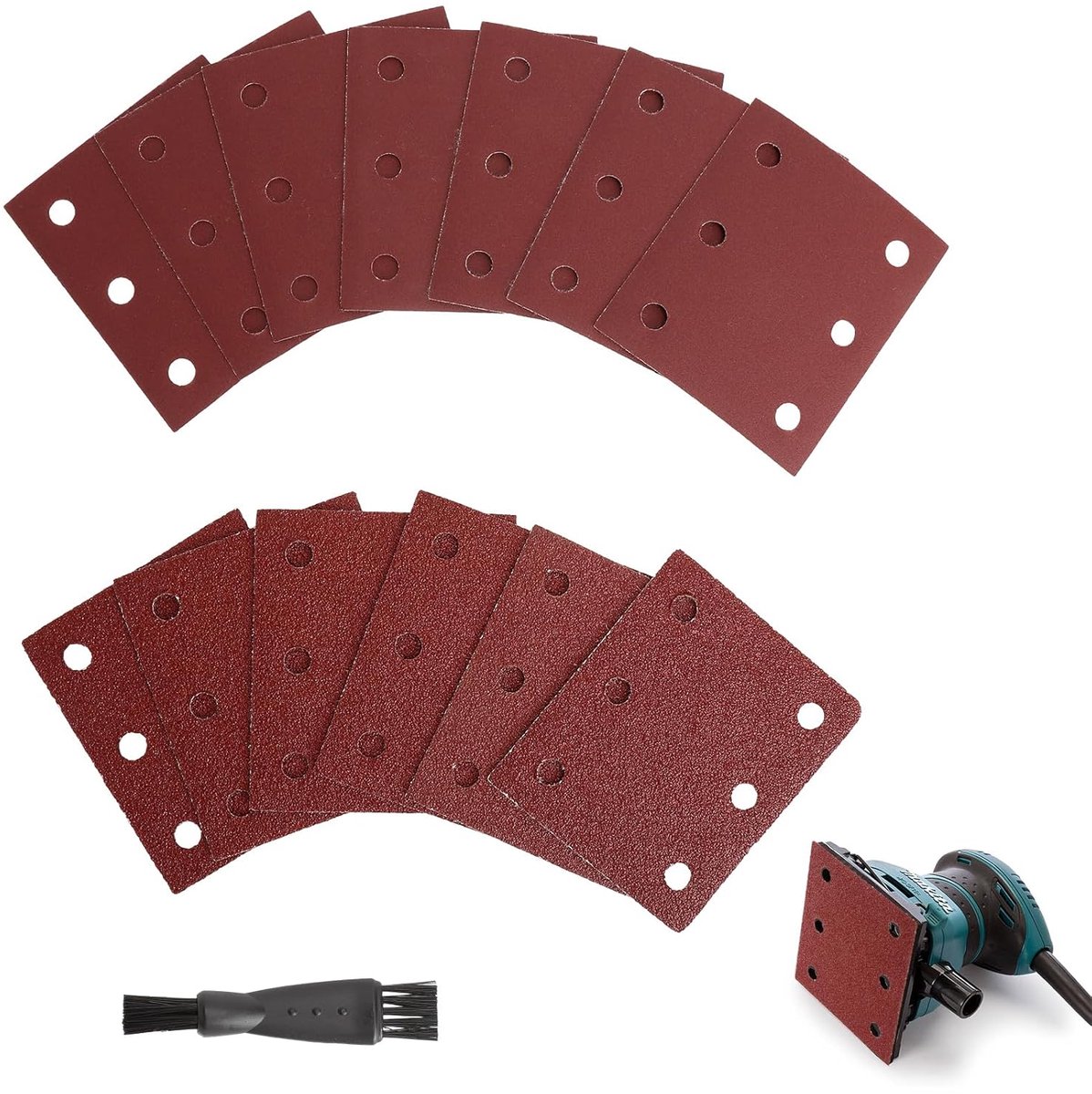 SnelShoppen - Schuurpapier Klittenbandset 80 Stuks 115x101mm Korrel 40-320 voor Vlakschuurmachine - Compatibel met Multischuurmachine
