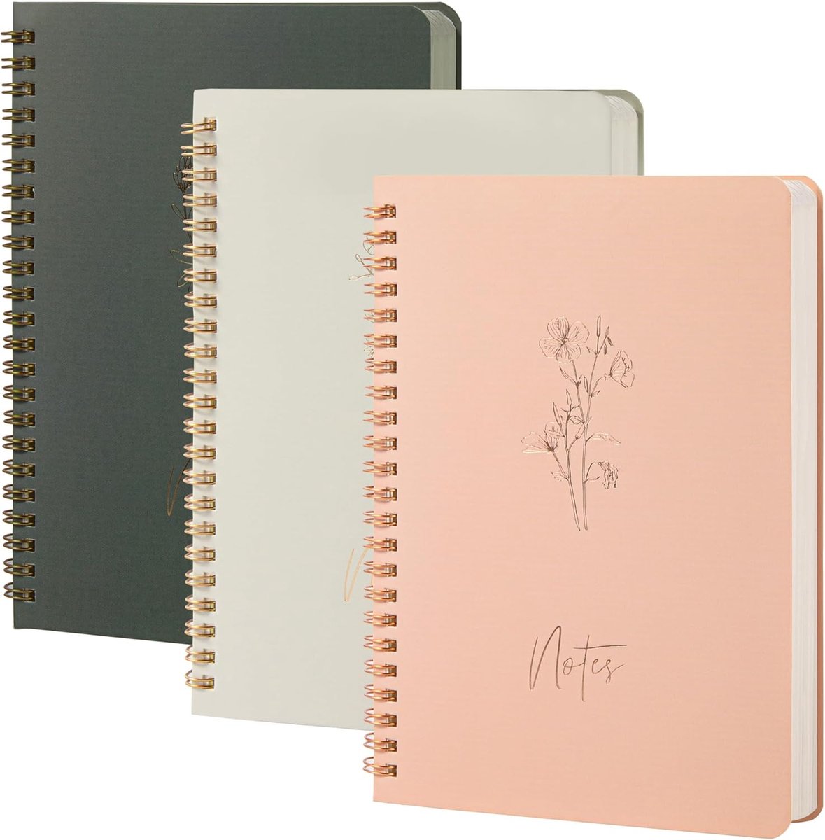 SnelShoppen - 3 Stuks Aesthetic Spiral Notebooks A5 - 60 Bladzijden Gelijnd Papier - Robuuste Coils - Ideaal voor School en Kantoor - Met Zakje voor N