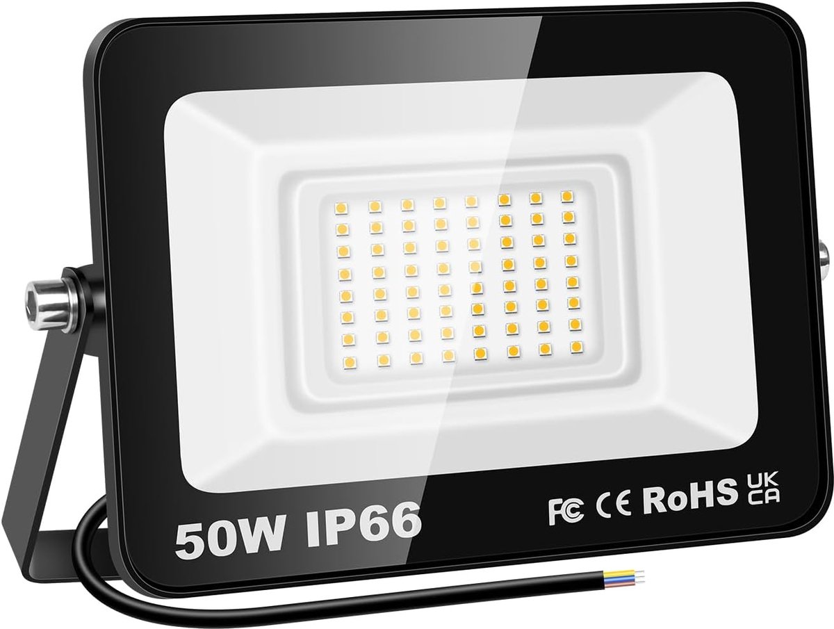 SnelShoppen - LED Flood Light Buiten 50W, 5000 Lumen Superhelder 3500K Warm Wit, IP65 Waterdicht Tuinverlichting voor Tuin, Patio, Binnenplaats, Fabri