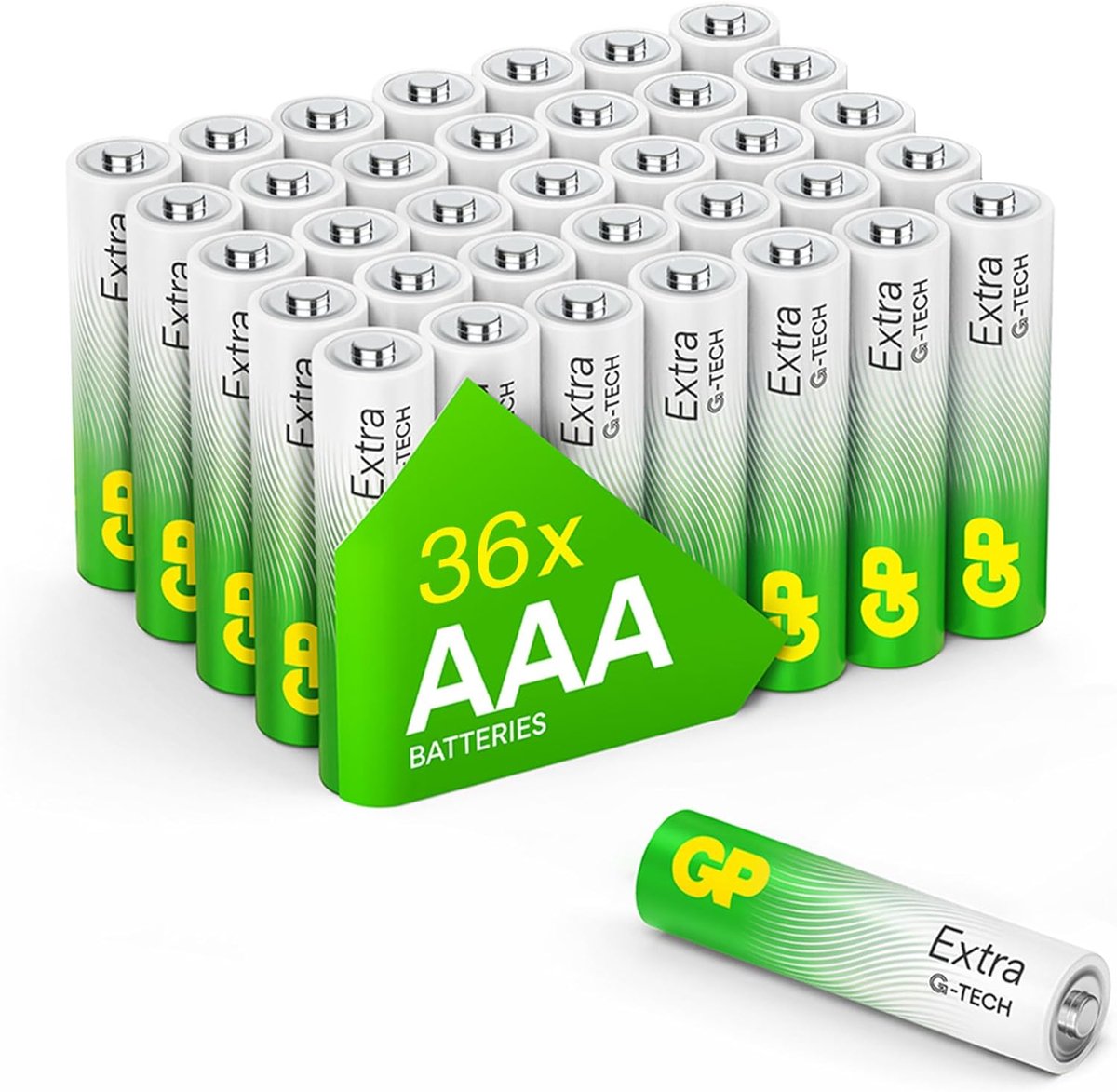 SnelShoppen - GP Extra Alkaline Batterijen AAA 1,5V (Micro LR03) - 36 Stuks - Nieuwe G-TECH Technologie - Lange Levensduur & Leckpreventie